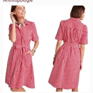 Anthropologie red and white striped dress